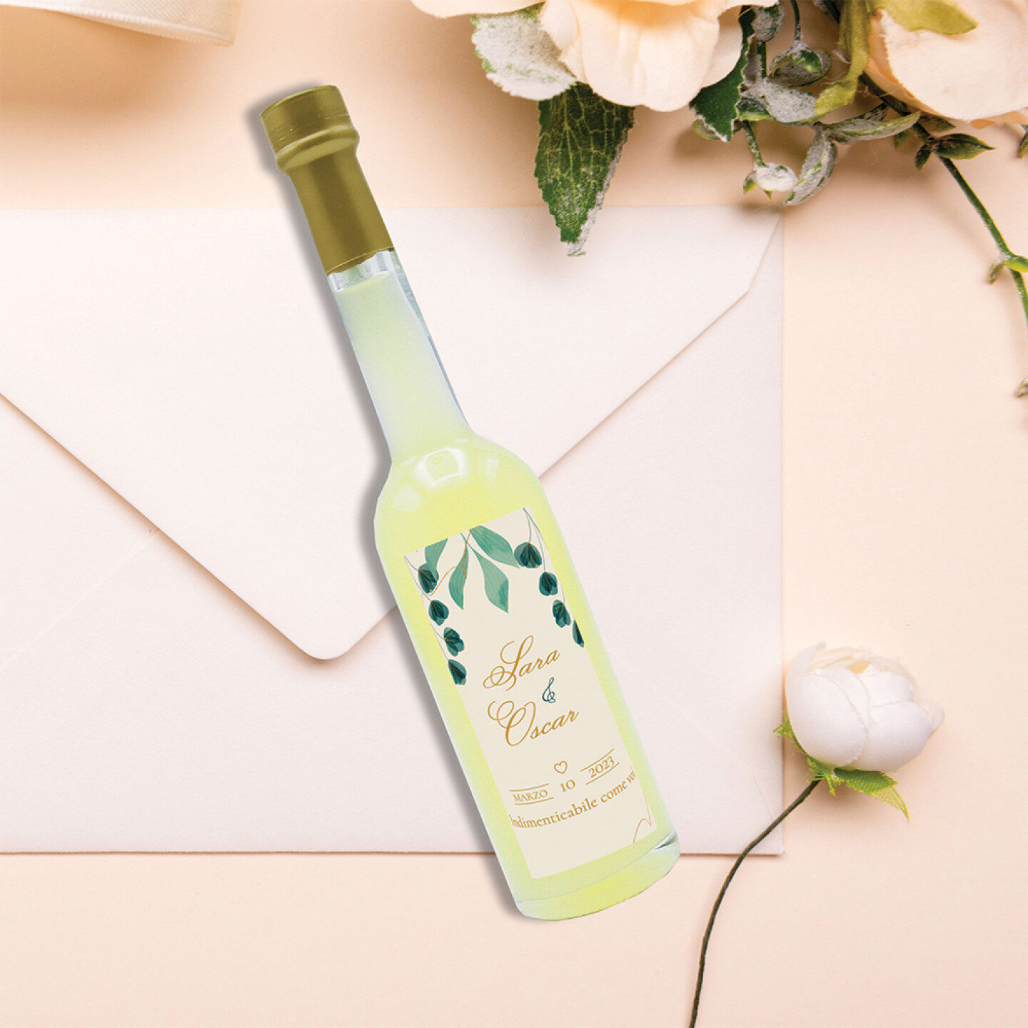 24 Bomboniere liquore al limone - bottiglie mignon 0.10 lt. - mini bottiglie di liquore artigianale idea per bomboniere di matrimonio - 3