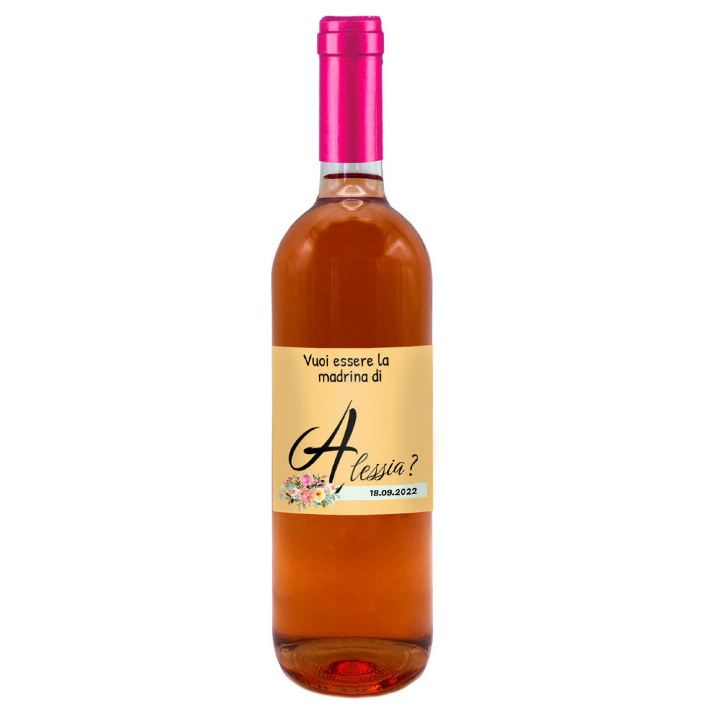 Vino Rosé - Bottiglia personalizzata per la madrina del battesimo - 1