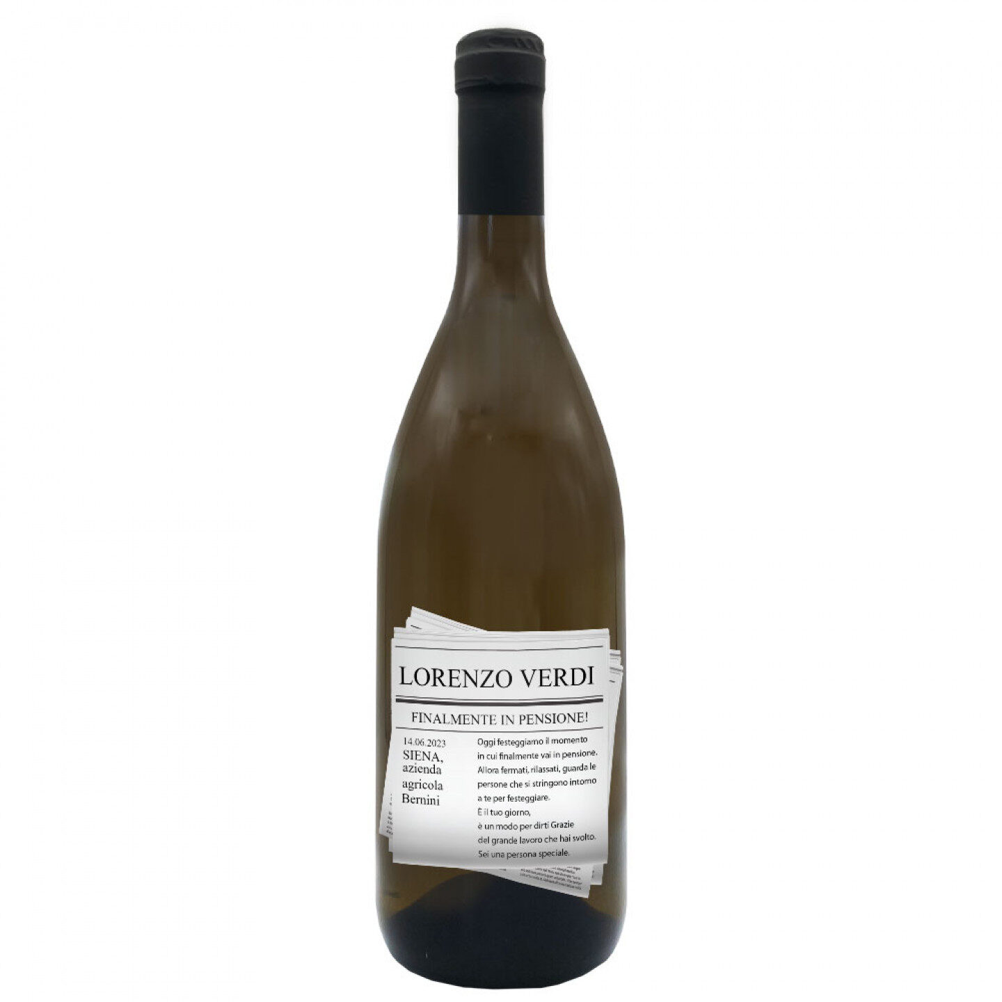 Bottiglia personalizzata per regalo di Pensione - 1