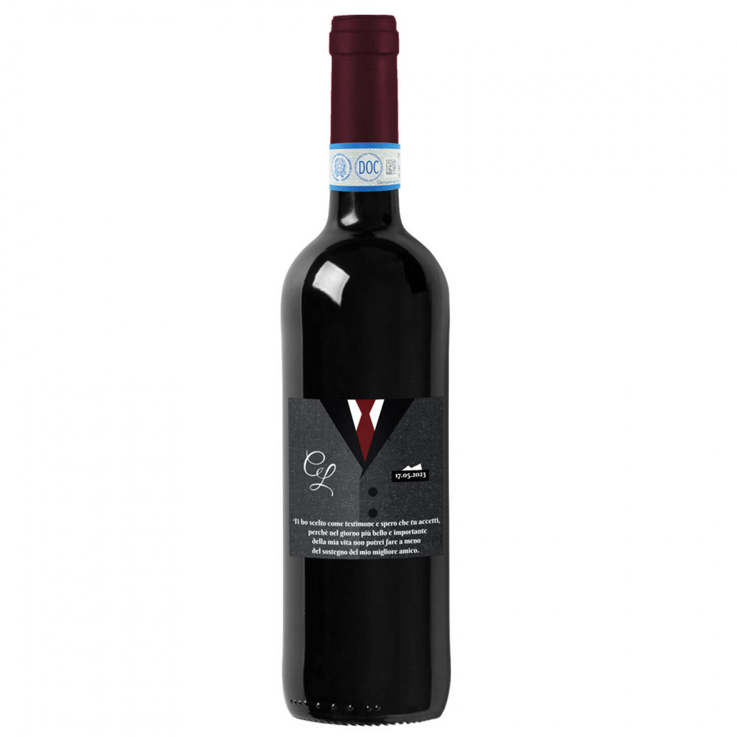Montepulciano d'Abruzzo DOC -  bottiglia personalizzata idea regalo Testimoni nozze - 1