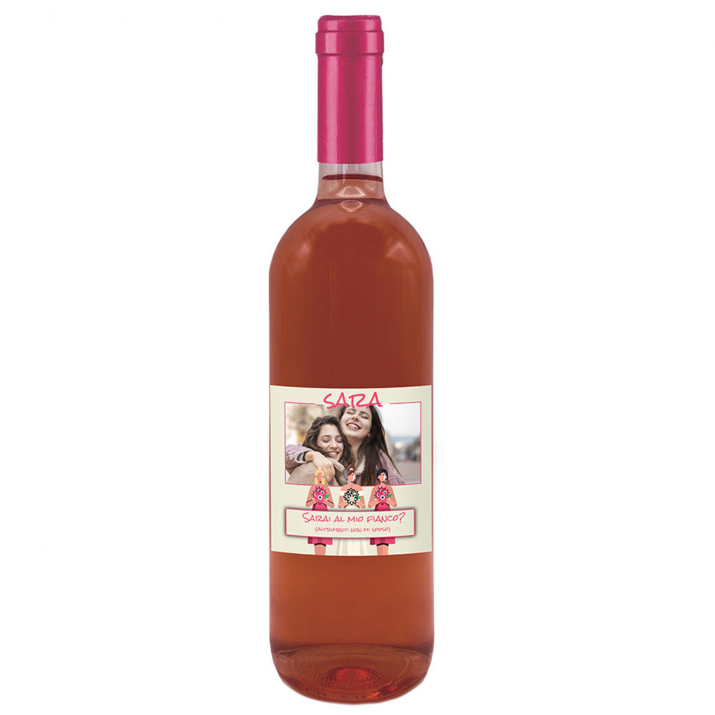 Vino Rosé - Bottiglia personalizzata idea regalo Testimoni Nozze - 1