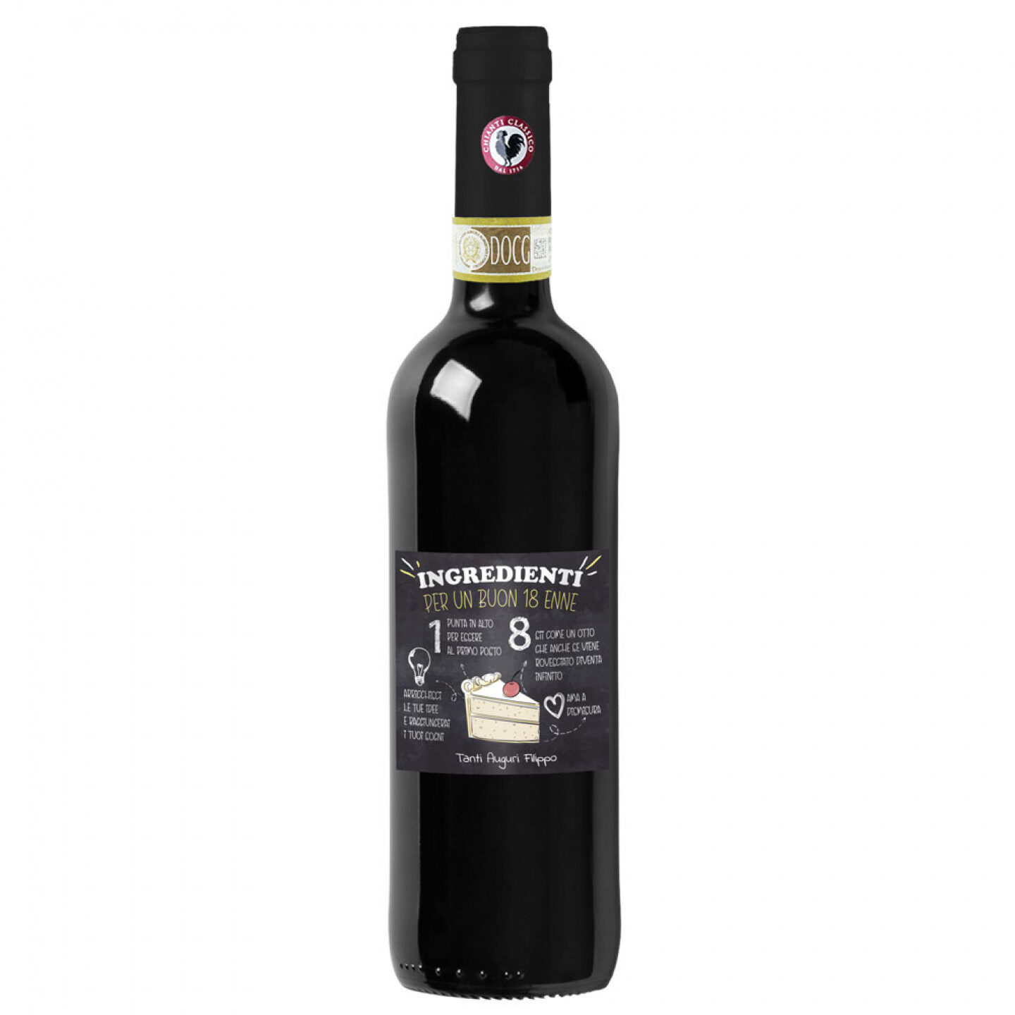 Chianti Classico DOCG -  bottiglia personalizzata idea regalo compleanno 18 anni - 1