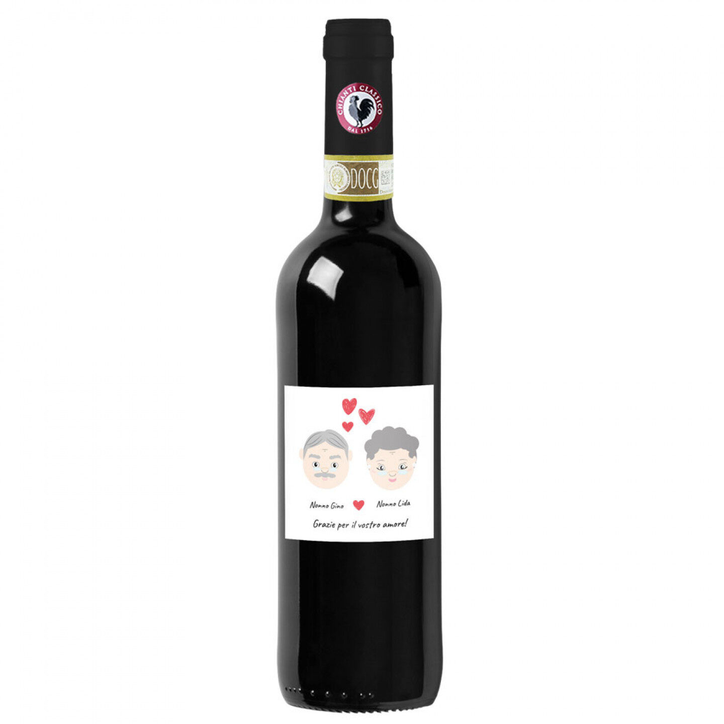 Chianti Classico DOCG -  bottiglia personalizzata idea regalo festa dei nonni - 1