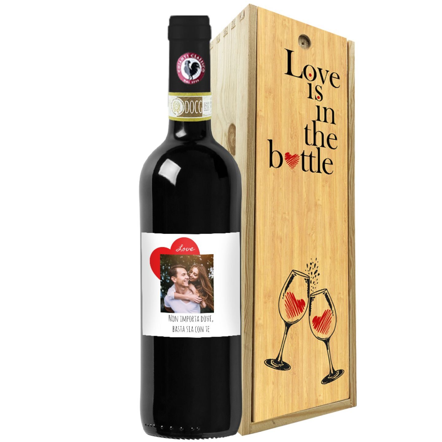 Chianti Classico DOCG -  bottiglia e cassetta in legno per San Valentino - 1