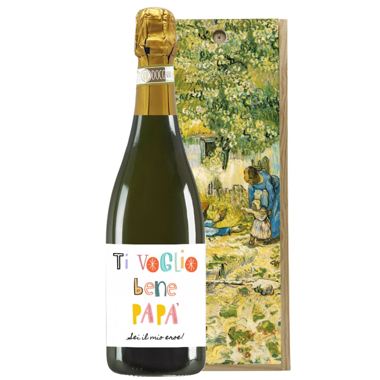 Spumante Dolce - regalo Festa del Papà con cassetta in legno - 1