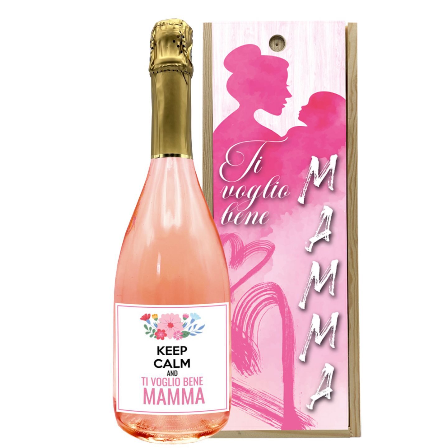 CUSTOMIZED NON-ALCOHOLIC ROSÉ SPARKLING WINE - Gift idea with wooden box for Mother's Day - Image 2