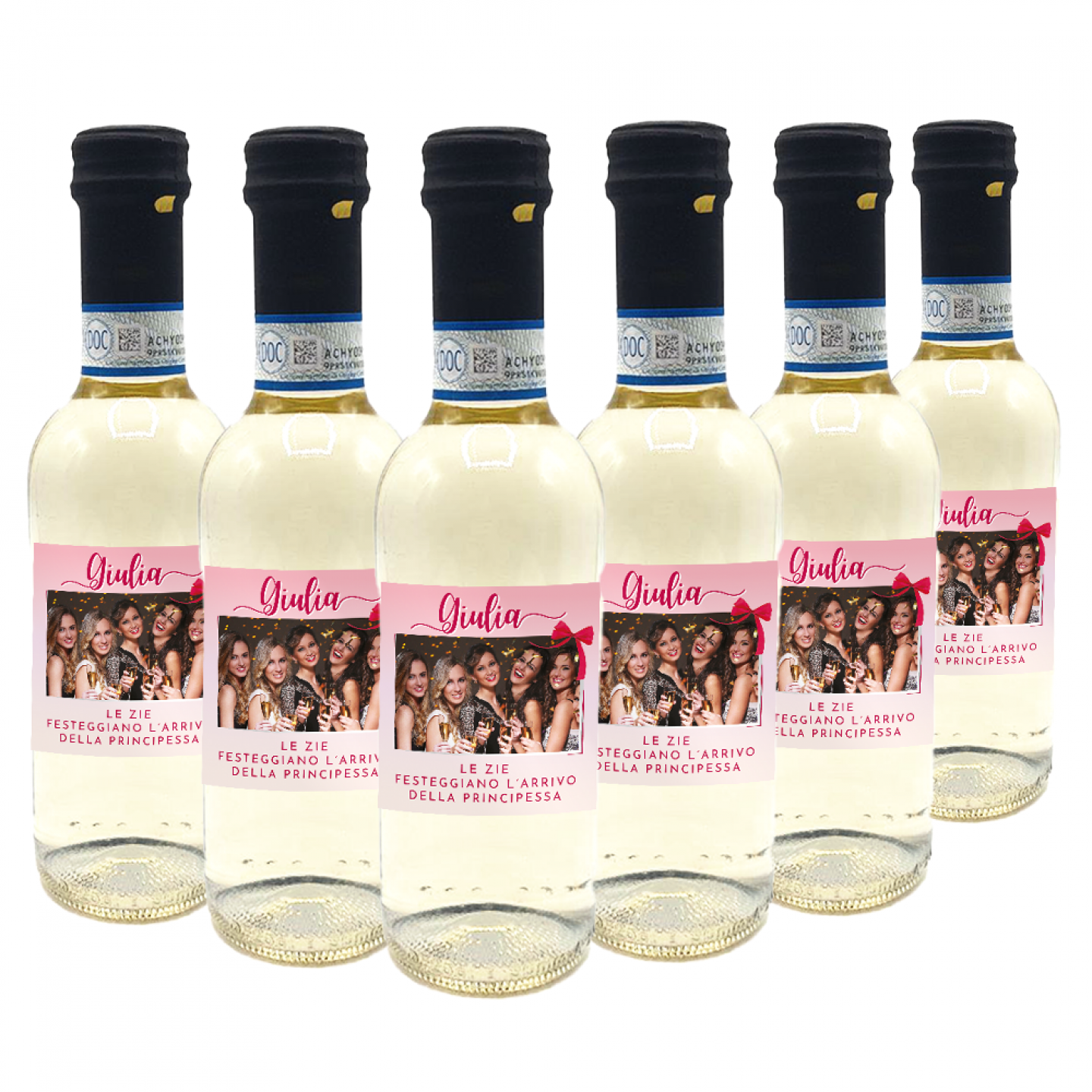 24 Bottiglie vino Pinot Grigio DOC personalizzato per Baby Shower - 1