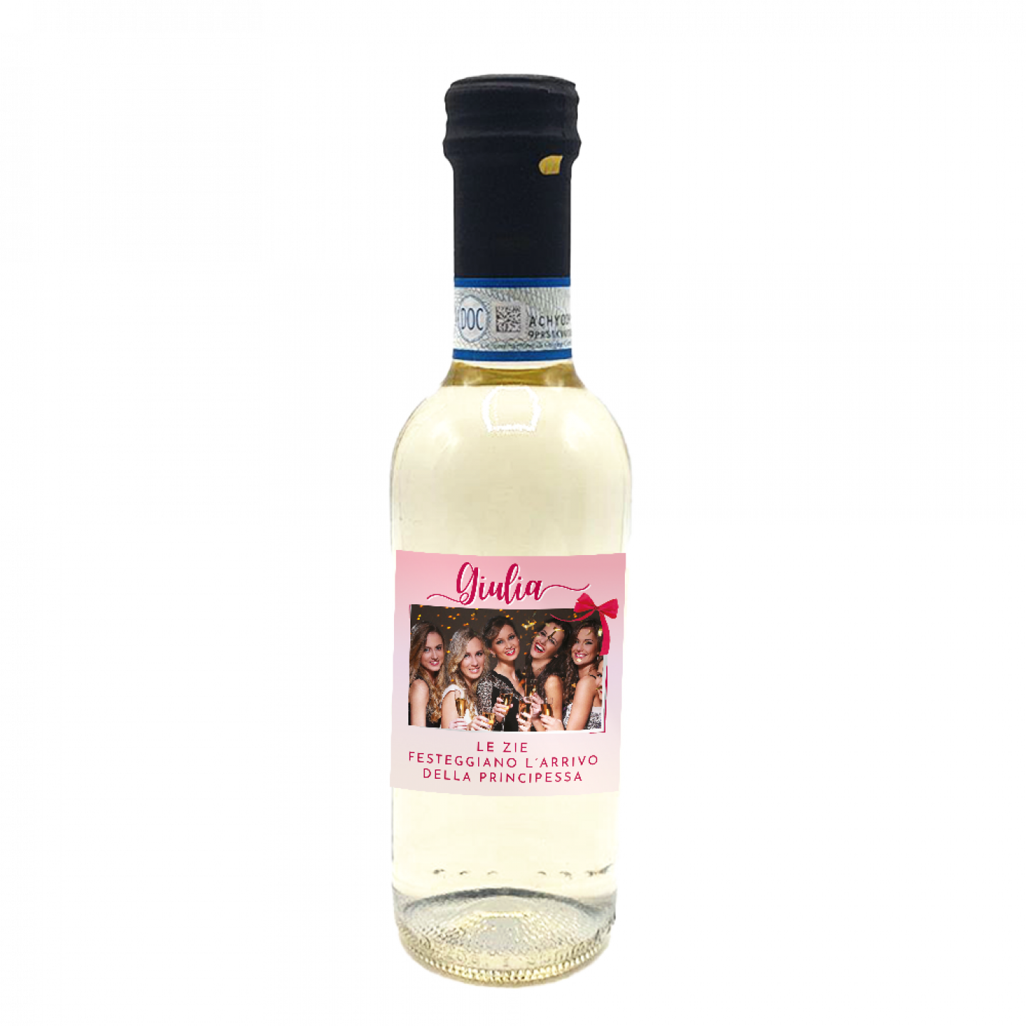 24 Bottiglie vino Pinot Grigio DOC personalizzato per Baby Shower - 2