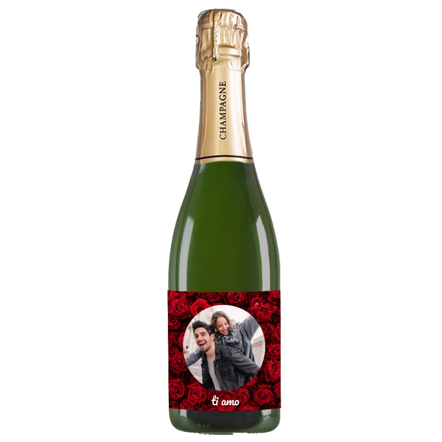 Champagne Brut - Bottiglia personalizzata per San Valentino con cassetta in legno - 3