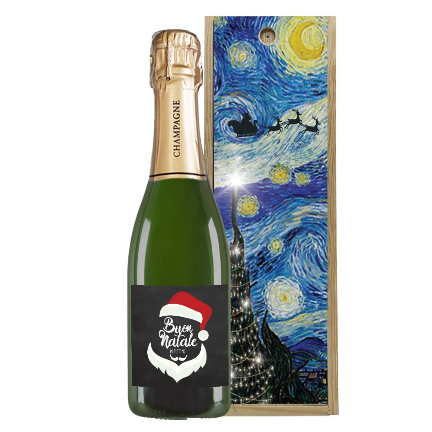 Champagne Brut - Personalized bottle for Christmas with wooden box - Image 4
