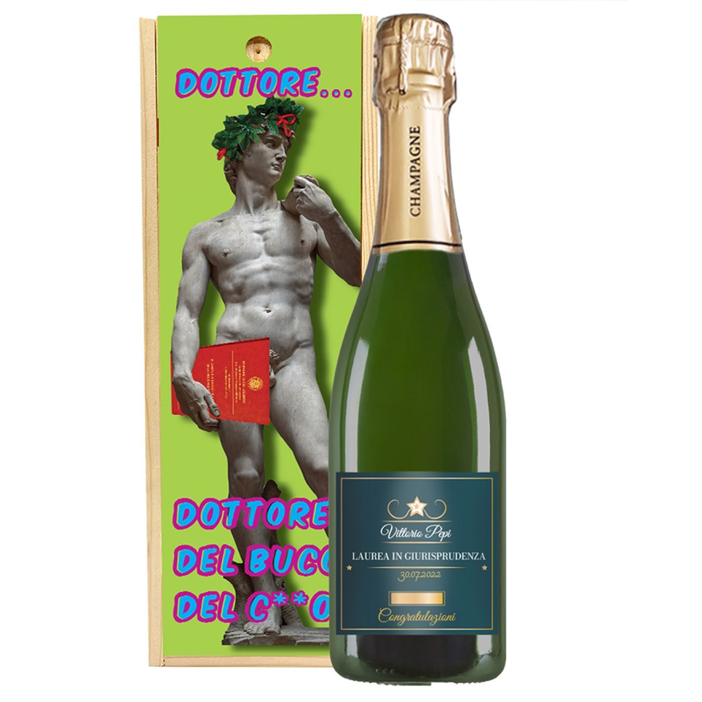 Champagne Personalizzato - Bottiglia personalizzata e confezione regalo per Laurea - 1