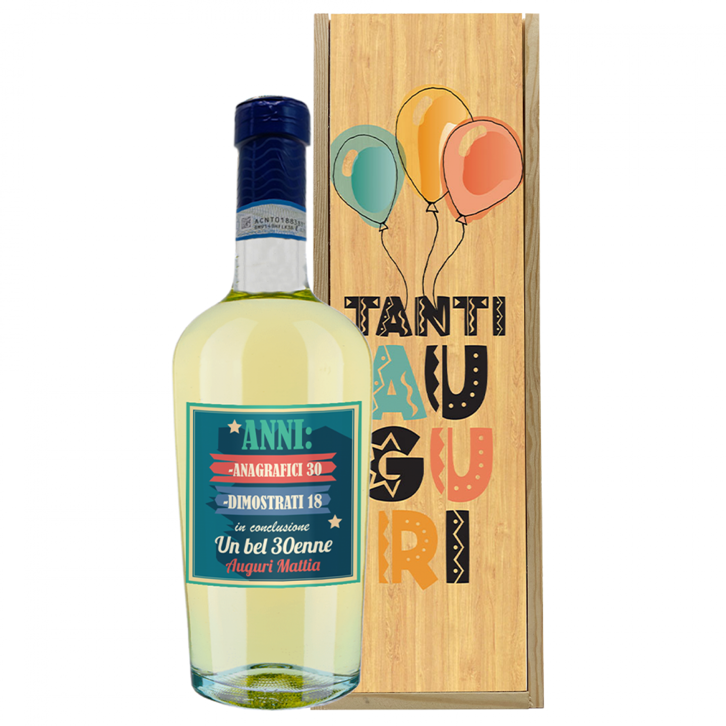 Bottiglia personalizzata e confezione idea regalo compleanno 30 anni - 1
