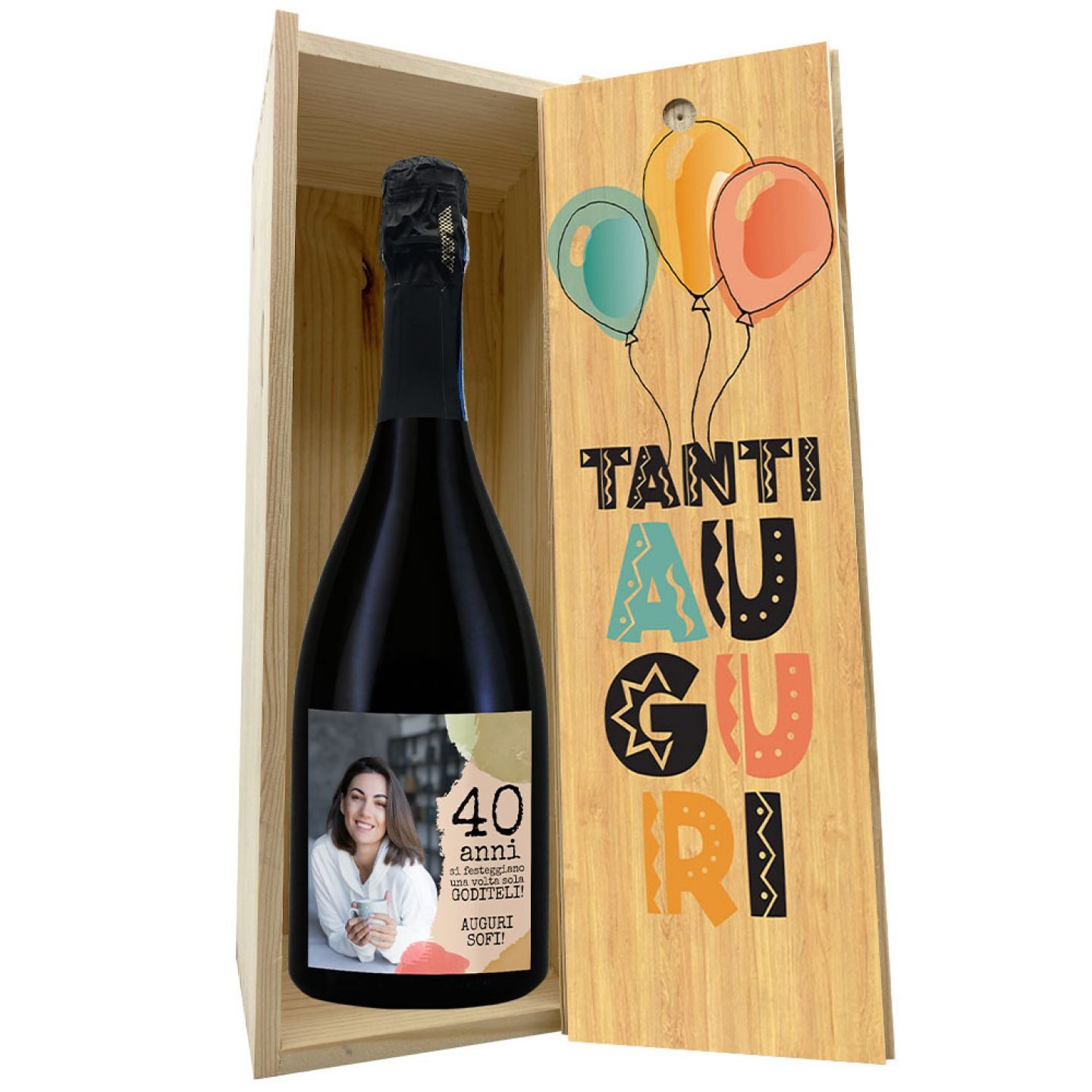 Prosecco personalizzato con cassetta in legno idea regalo compleanno 40 anni - 2