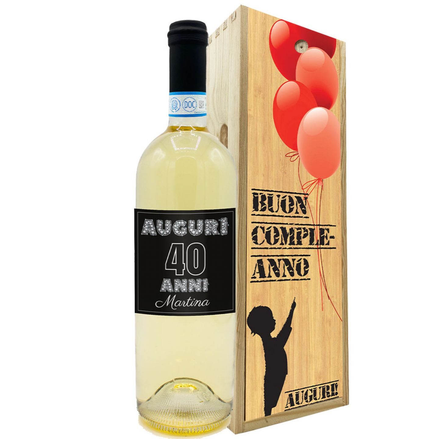 Bottiglia personalizzata e confezione idea regalo compleanno 40 anni - 1