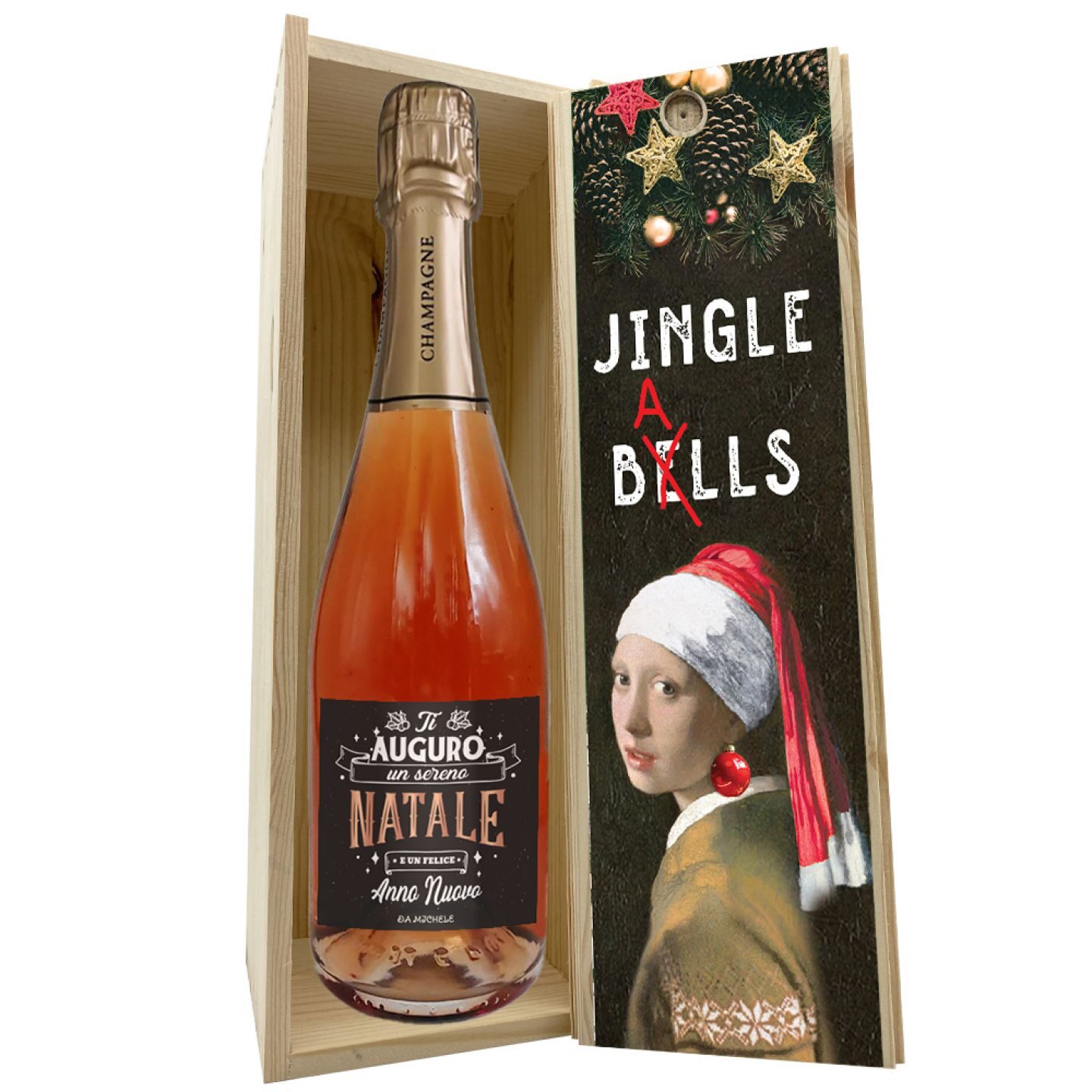 Champagne Rosé - Personalized bottle with wooden box for Christmas and New Year - Image 5