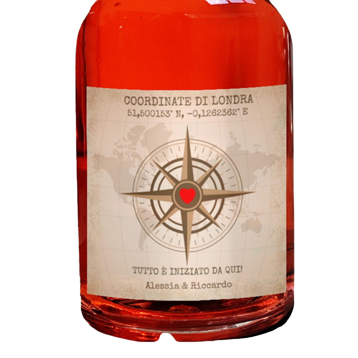 Personalised Red Dry Gin with coordinates and with gift box - Anniversary or Valentine's Day Gift Idea - Image 3