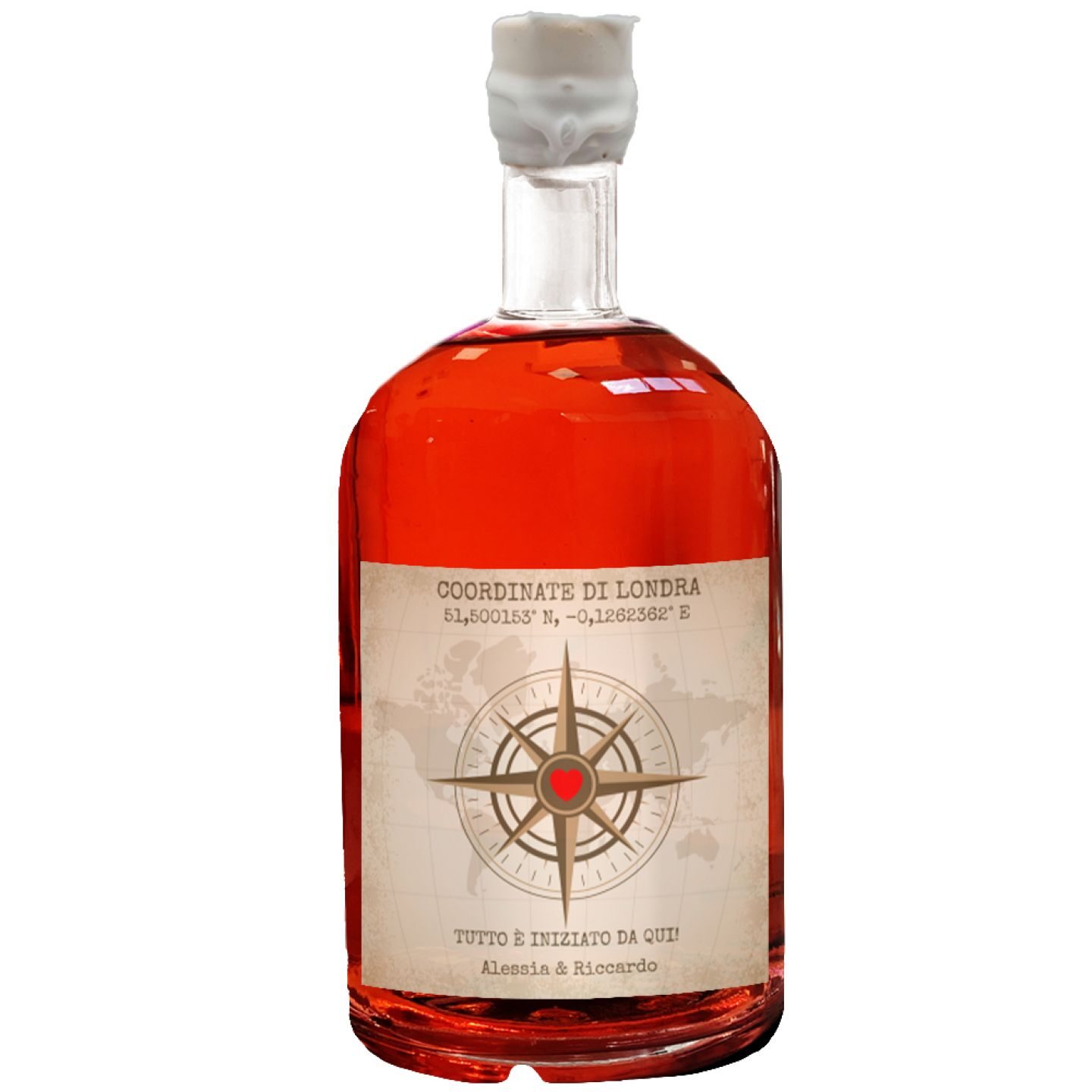 Personalised Red Dry Gin with coordinates and with gift box - Anniversary or Valentine's Day Gift Idea - Image 4