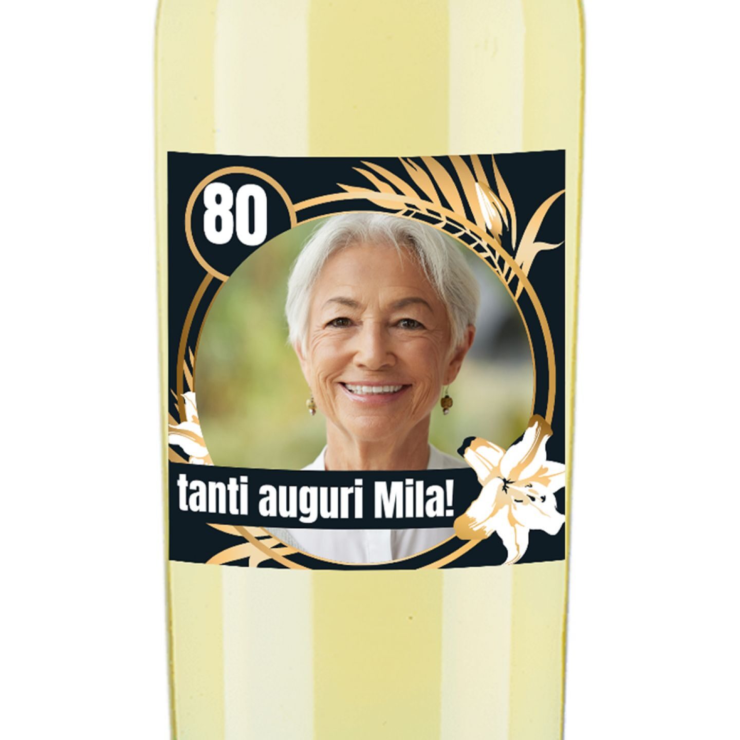 Chardonnay - Bottiglia e cassetta in legno personalizzata con foto- idea regalo 80 anni - 2