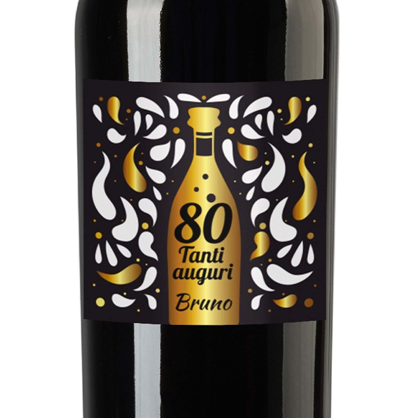 Bottiglia personalizzata e cassetta in legno - idea regalo 80 anni - 1