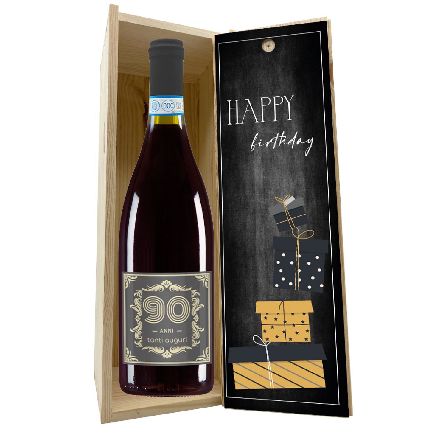 Personalized bottle and wooden box - 90th birthday gift idea - Image 5