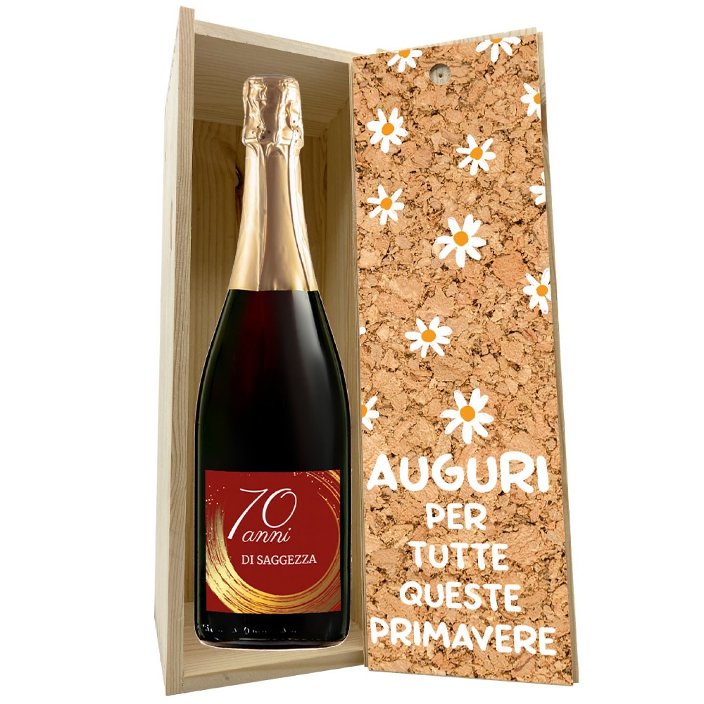 Prosecco personalizzato con cassetta in legno idea regalo compleanno 70 anni - 4