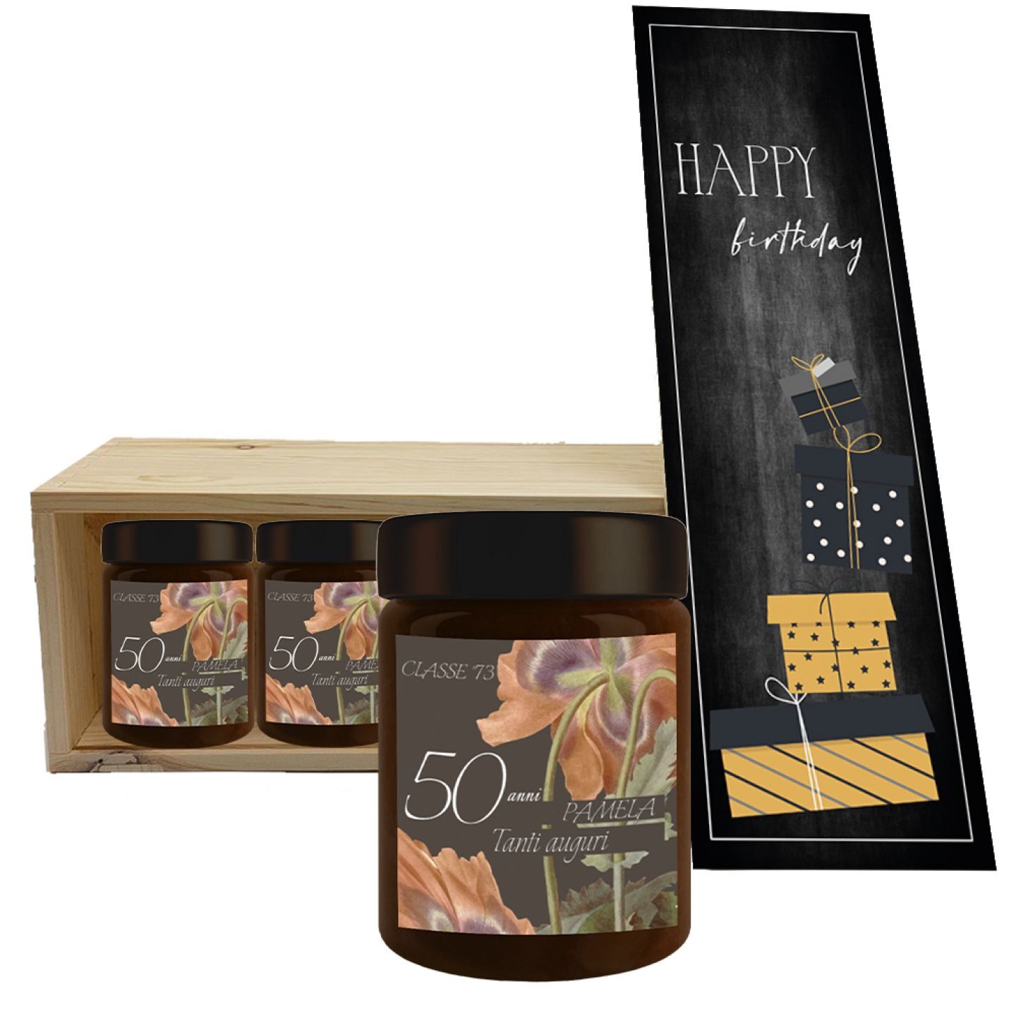 Cioccolata spalmabile al latte con cassetta in legno -  idea regalo compleanno 50 anni - 3