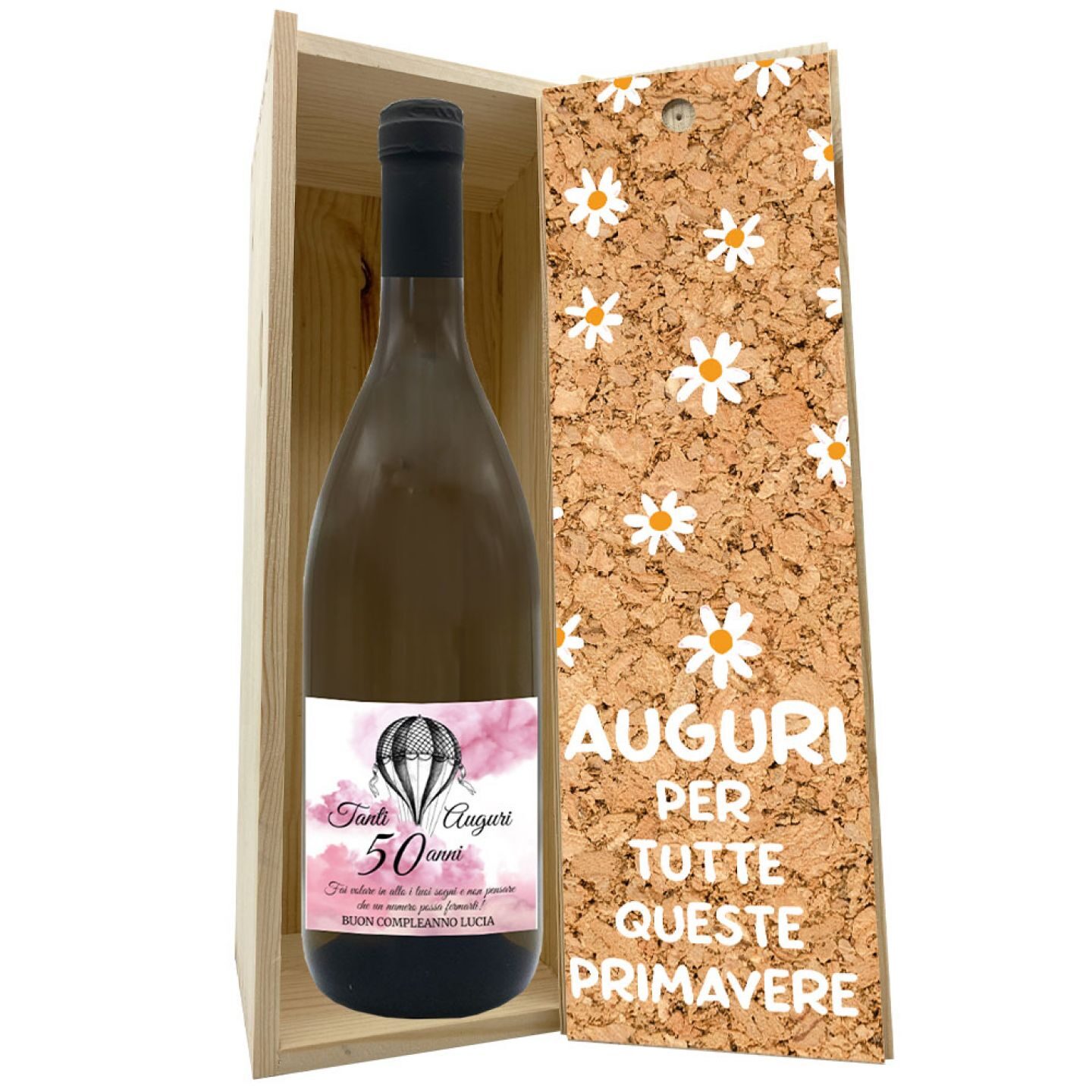 Gewürztraminer con cassetta personalizzata per regalo 50 anni - 4