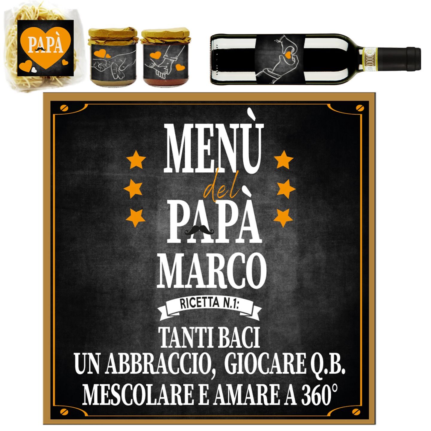Dad Dinner Box - Chianti DOCG, Pasta, Cacio e Pepe e Crostino Toscano con scatola personalizzata per FESTA DEL PAPA' - MENU' - 1