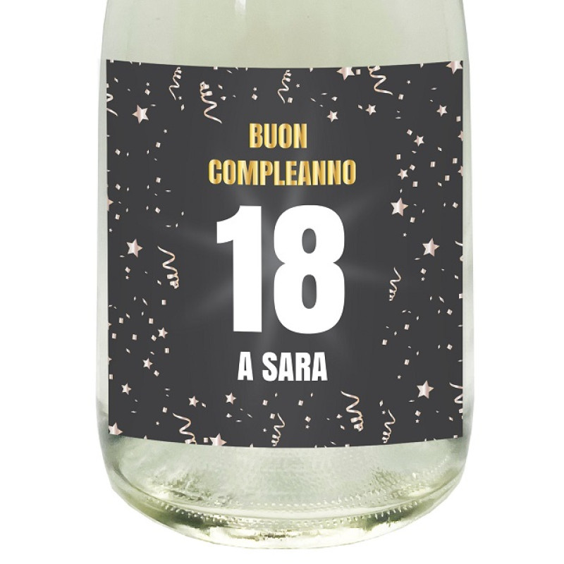SPUMANTE ANALCOLICO PERSONALIZZATO - Idea regalo per compleanno - etichetta personalizzata con dedica