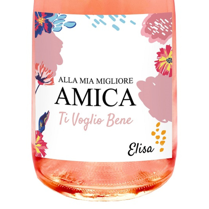 SPUMANTE ANALCOLICO ROSÉ PERSONALIZZATO - Idea regalo per compleanno - etichetta personalizzata con dedica