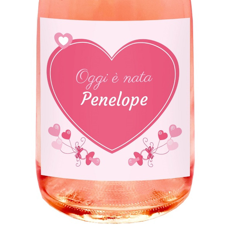 SPUMANTE ANALCOLICO ROSÉ PERSONALIZZATO - Idea regalo per battesimo, nascita o baby shower