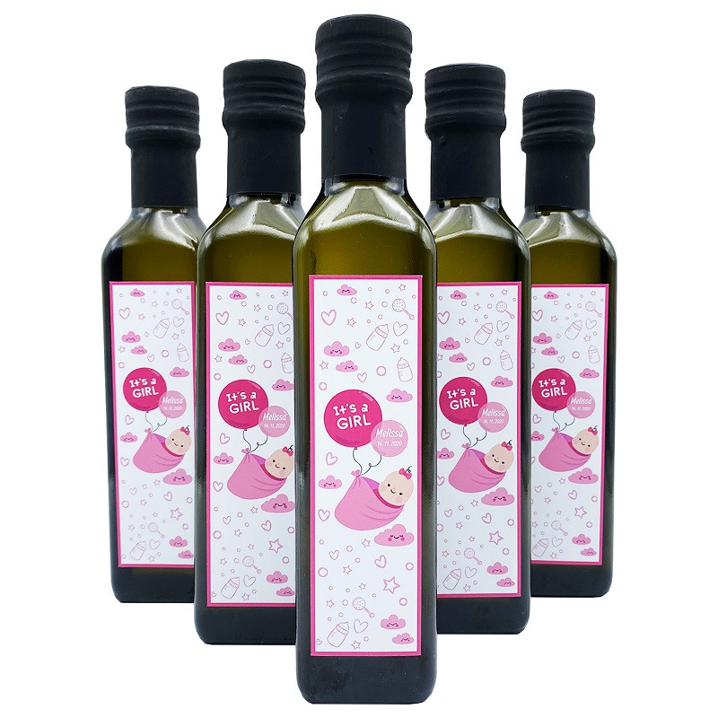 48 bottiglie piccole 0.25 lt. - Olio EVO - Bomboniere personalizzate nascita, battesimo, baby shower