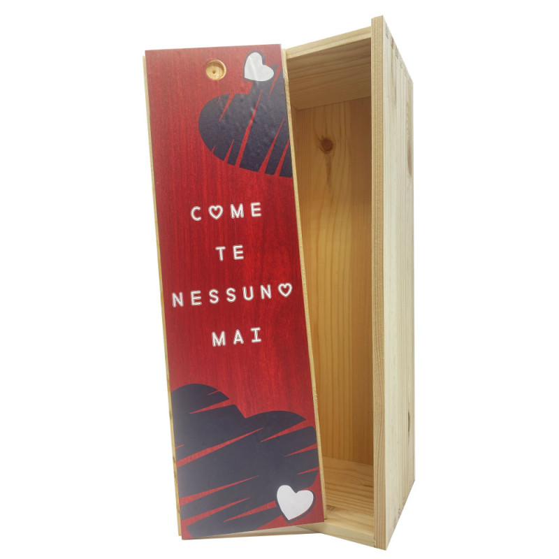Scatola in legno 1 bottiglia 0,75 L - Adesivo Red passion