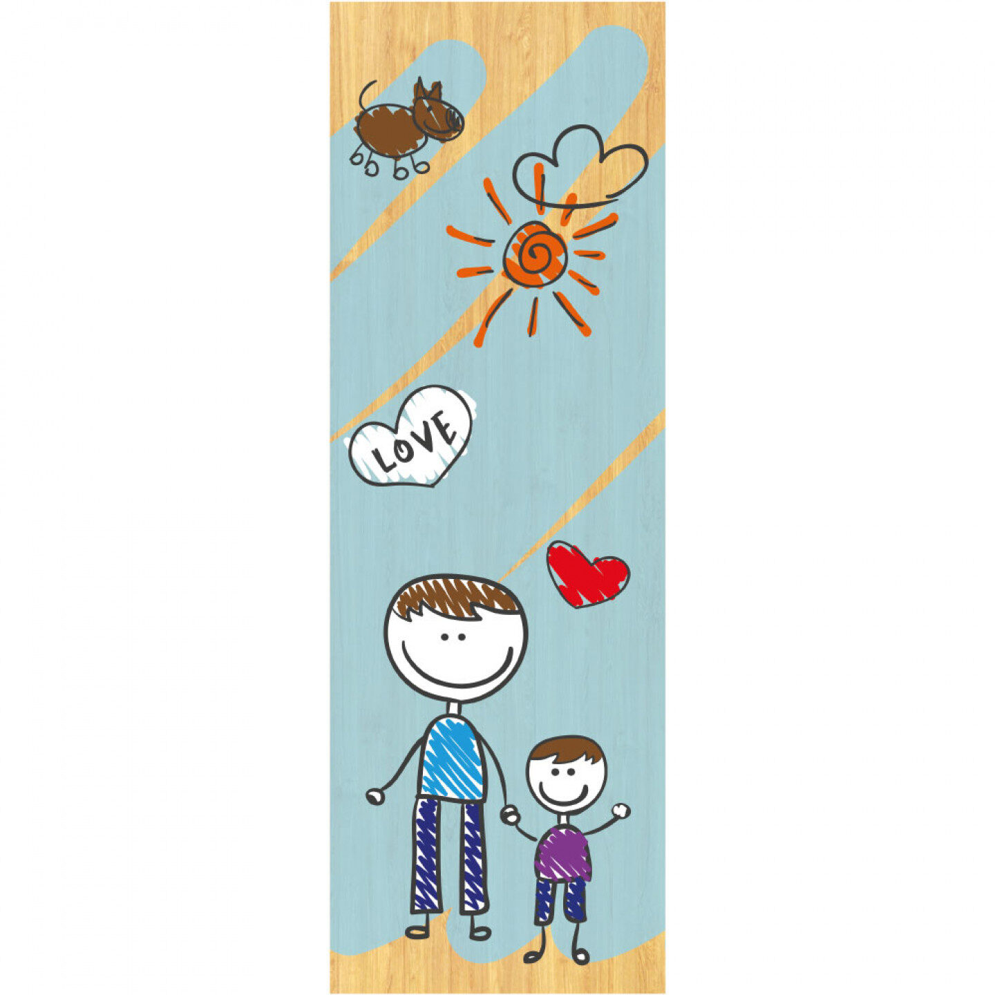 Wooden box 1 bottle 0,75 L - Sticker Drawing dad and child - Image 2