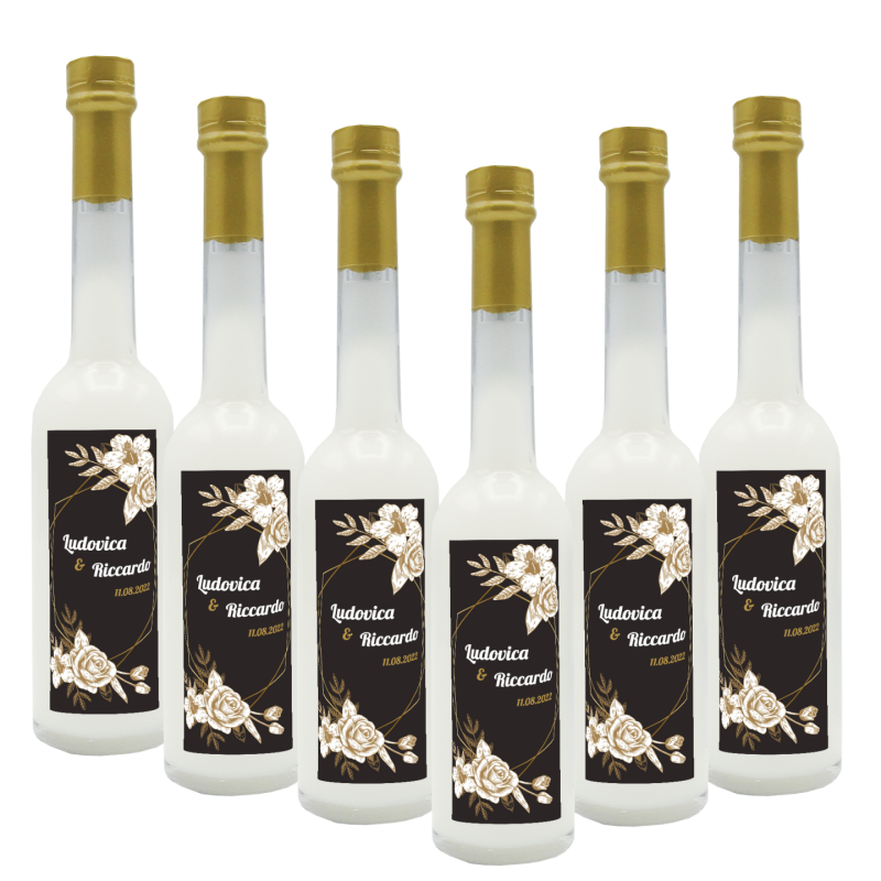 72 Bomboniere crema di mandorla - bottiglie mignon 0.10 lt. - Mini bottiglie di liquore artigianale idea per bomboniere di matrimonio o cerimonie