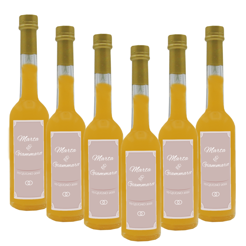 36 Bomboniere crema di pesca - bottiglie mignon 0.10 lt. - Mini bottiglie di liquore artigianale idea per bomboniere di matrimonio o cerimonie