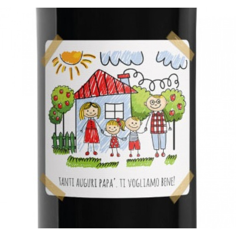 Aggiungi il disegno in etichetta - Bottiglia personalizzata per la festa del papà