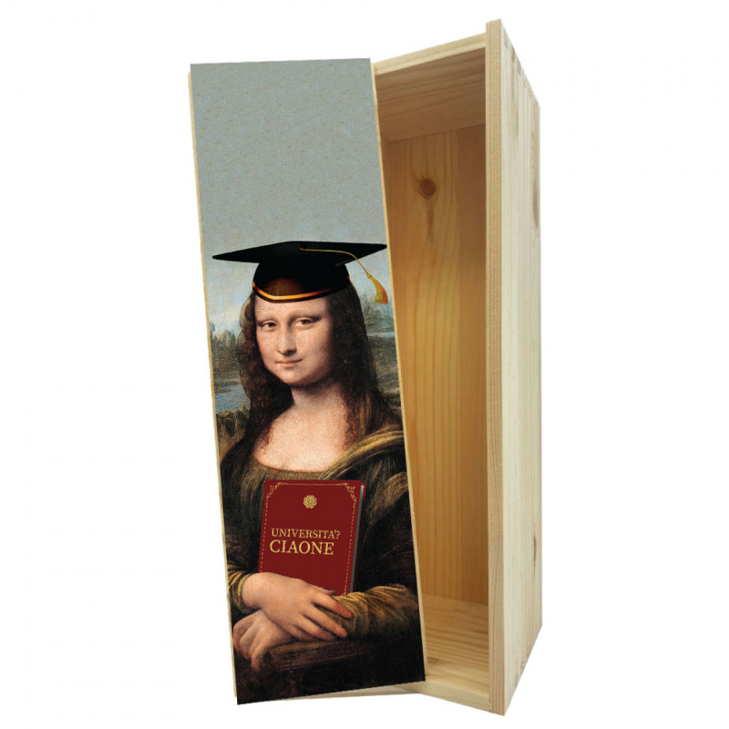 Scatola in legno 1 bottiglia 0,75 L - Università? Ciaone!