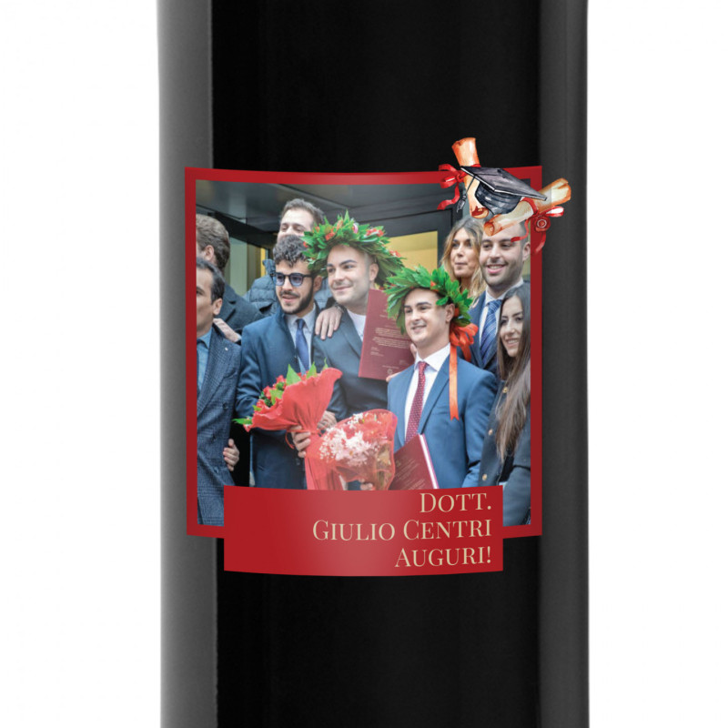 Aggiungi la tua foto - Bottiglia personalizzata per laurea
