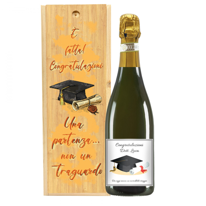 Asti Spumante - Bottiglia personalizzata e scatola regalo per laurea