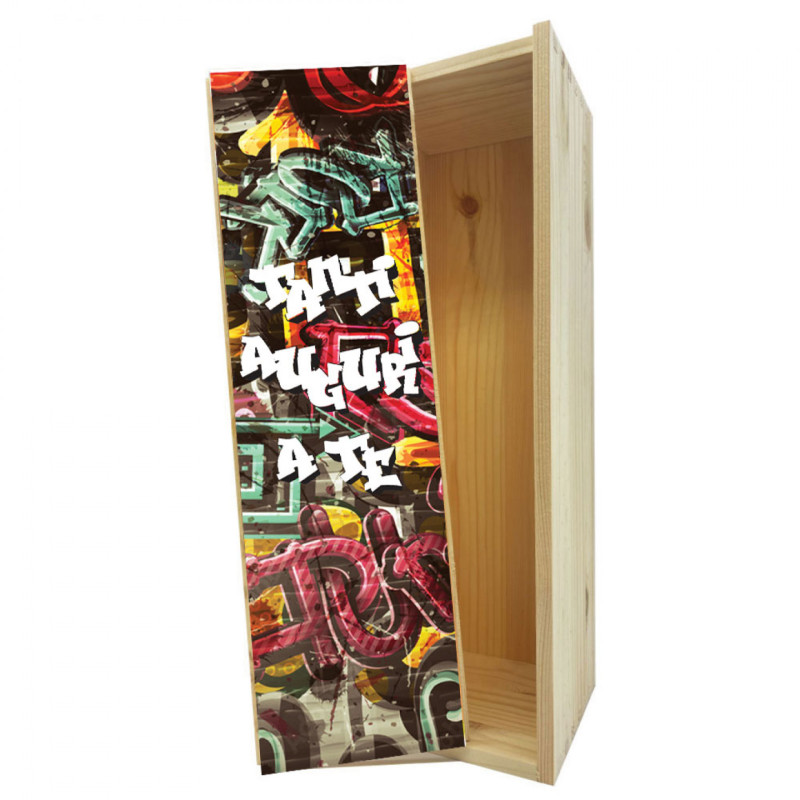 Scatola in legno 1 bottiglia 0,75 L - Tanti Auguri a te!