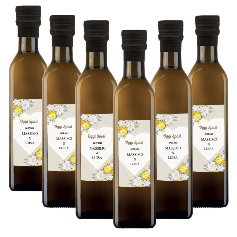 72 bottiglie 0.25 lt. - Olio Extra Vergine di Oliva - Bomboniere personalizzate per matrimonio