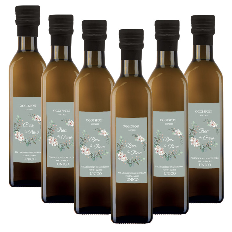 96 bottiglie 0.25 lt. - Olio Extra Vergine di Oliva - Bomboniere personalizzate per matrimonio