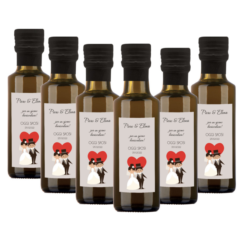 48 bottiglie 0.10 lt. - Olio Extra Vergine di Oliva - Bomboniere personalizzate per matrimonio