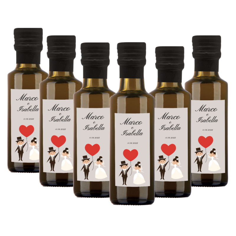 72 bottiglie 0.10 lt. - Olio Extra Vergine di Oliva - Bomboniere personalizzate per matrimonio