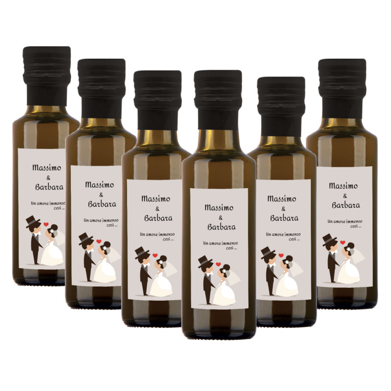 96 bottiglie 0.10 lt. - Olio Extra Vergine di Oliva - Bomboniere personalizzate per matrimonio