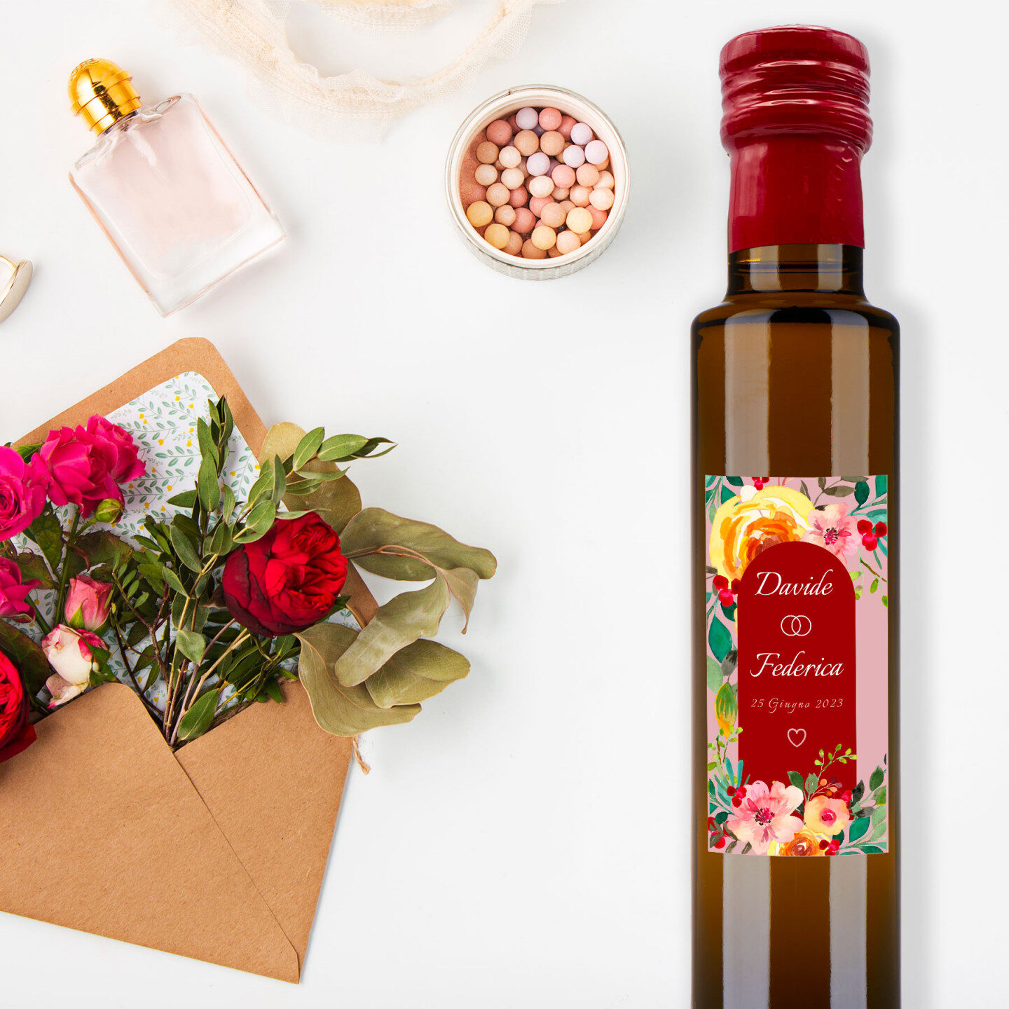 60 bottiglie 0.25 lt. - Olio di Oliva Aromatizzato al peperoncino - Bomboniere personalizzate per matrimonio - 3