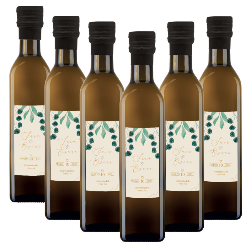 96 bottiglie 0.25 lt. - Olio Extra Vergine di Oliva - Bomboniere personalizzate per matrimonio