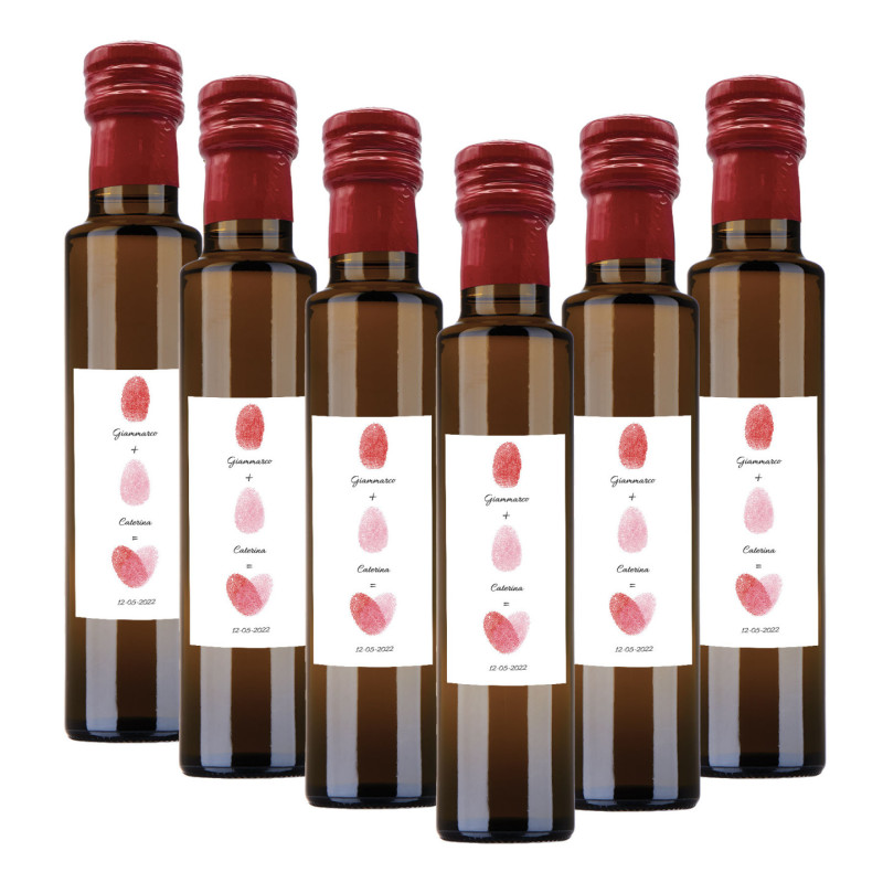 48 bottiglie 0.25 lt. - Olio di Oliva Aromatizzato al peperoncino - Bomboniere personalizzate per matrimonio