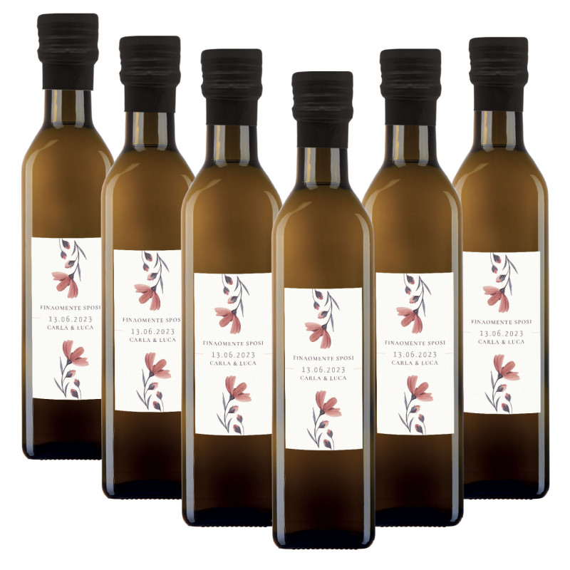 72 bottiglie 0.25 lt. - Olio Extra Vergine di Oliva - Bomboniere personalizzate per matrimonio